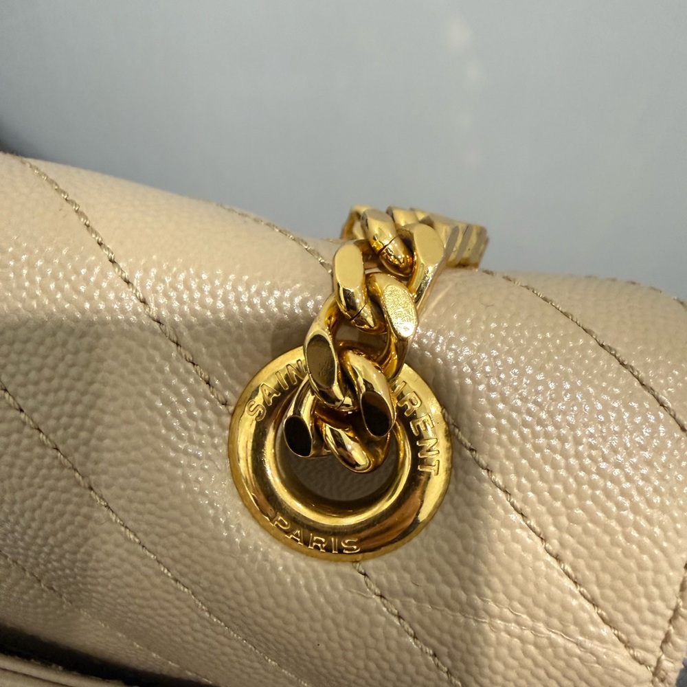 Saint Laurent Taupe Quilted Crossbody Bag - Picture 6 of 11